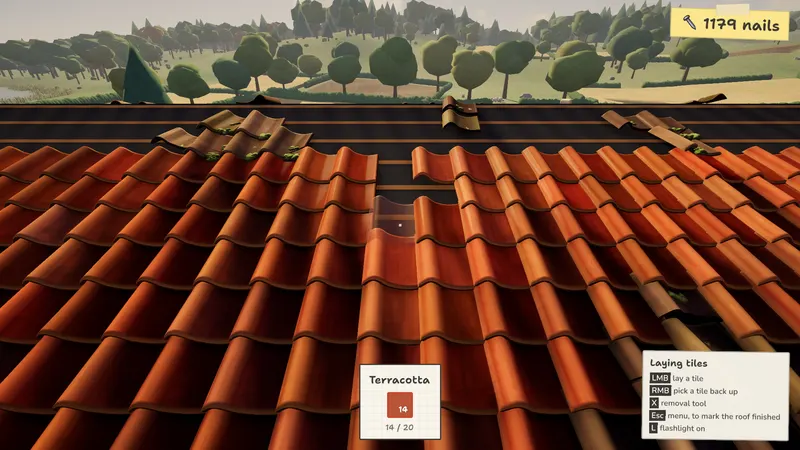 Laying clay tiles on the battens